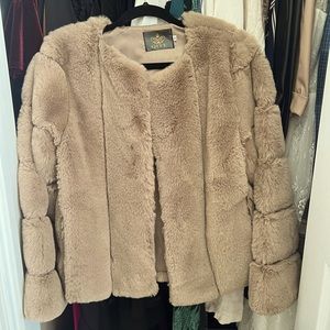Beige/light brown faux fur jacket